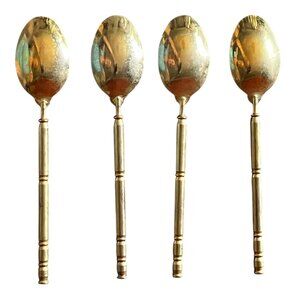 Set Of 4 Vintage Gold Tone Espresso Spoons
